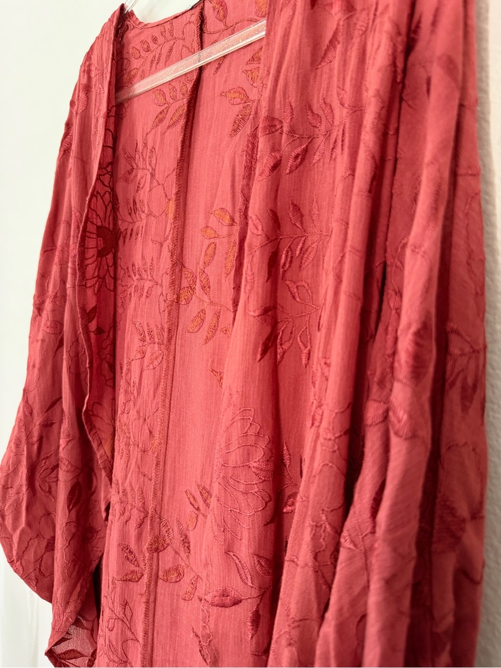 Floral rust embroidered cardigan/kimono